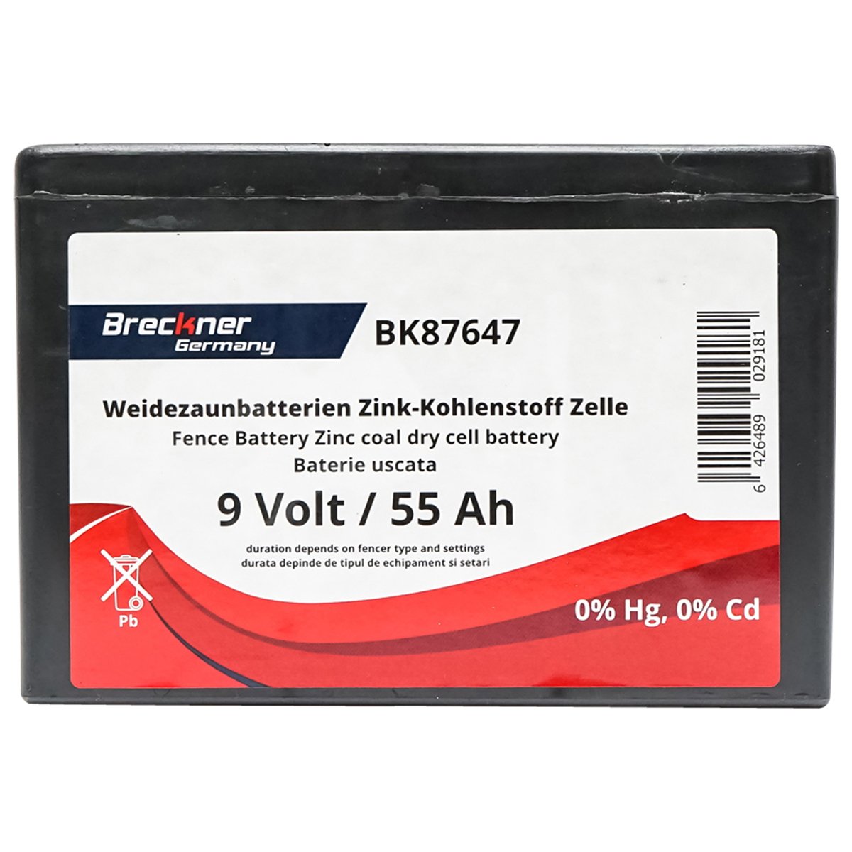 Baterie uscata (nereincarcabila) 9V 55Ah pentru gard electric Breckner Germany